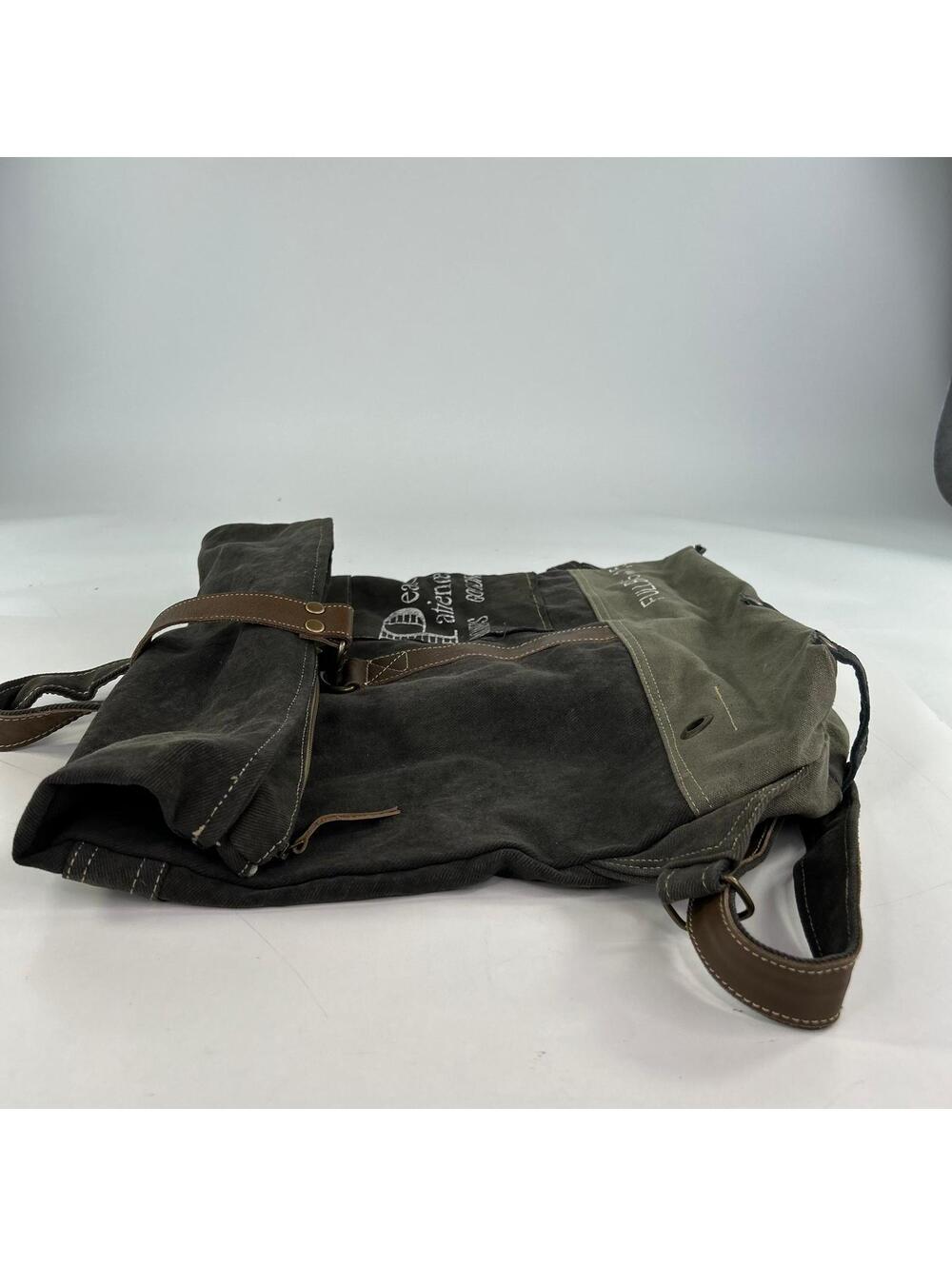 Peace & Patience Canvas Purse Large Backpack Black Foldover Bags - Picture 5 of 13